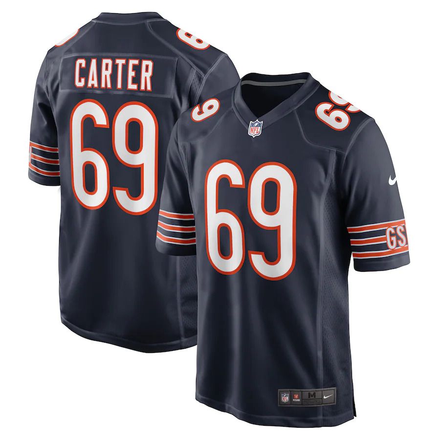 Men Chicago Bears 69 Ja Tyre Carter Nike Navy Game Player NFL Jersey